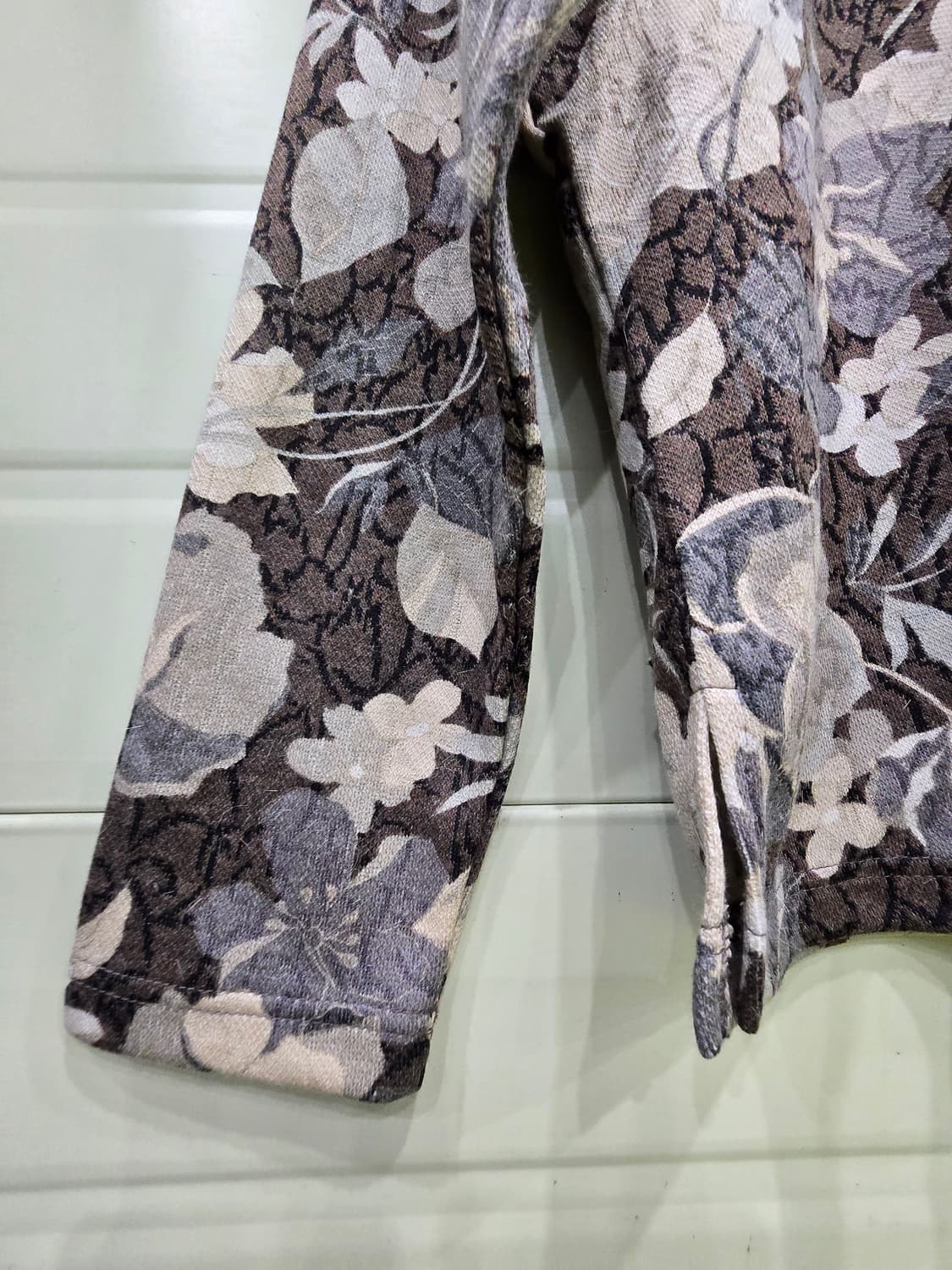 플라워 패턴 브라운 반목 폴라 티셔츠 일본빈티지 상품이미지6