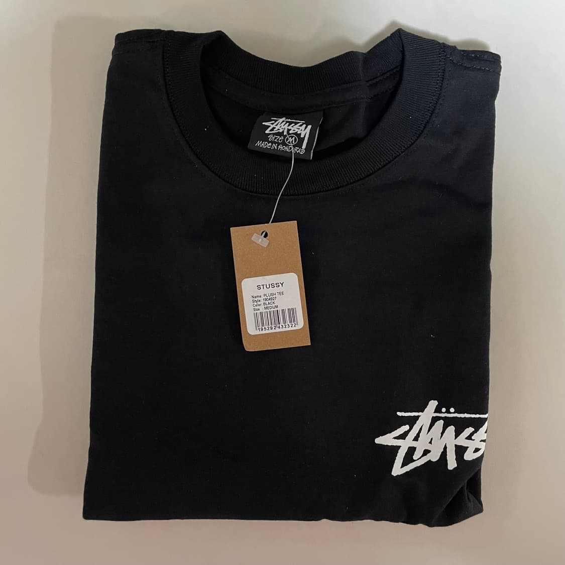 (M)스투시 플러시 반팔 티셔츠 블랙 상품이미지3