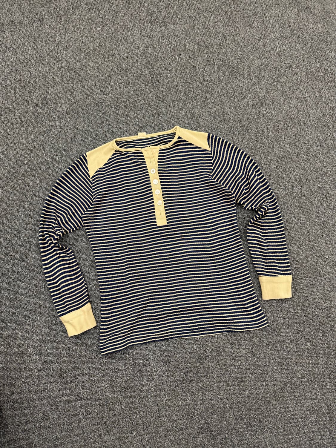 OS)일본 빈티지 스트라이프 헨리넥 롱슬리브 상품이미지2