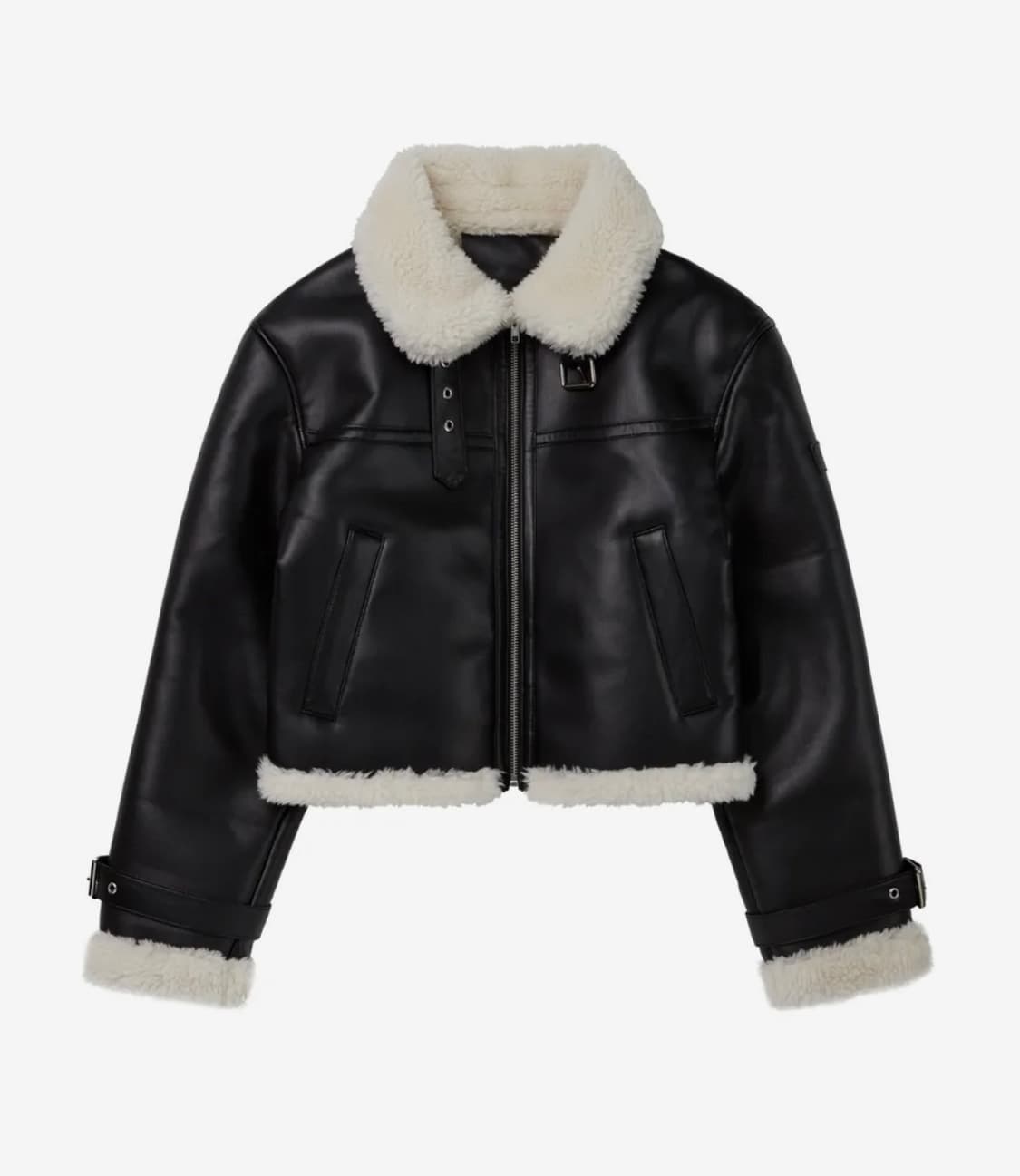 오블리크 오버핏 레더 무스탕 자켓 [BLACK] 상품이미지1