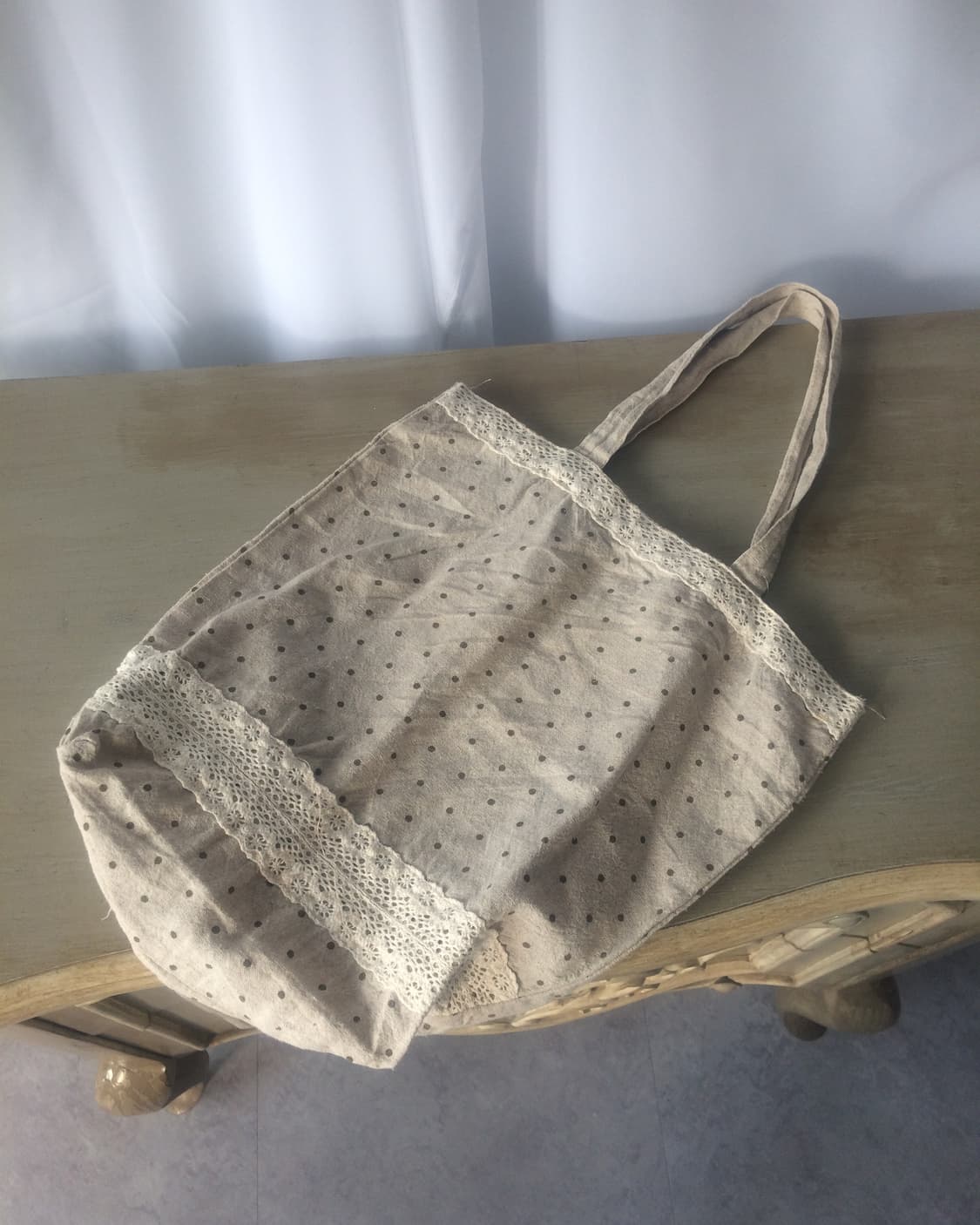crochet trimming dot pattern tote bag 상품이미지3