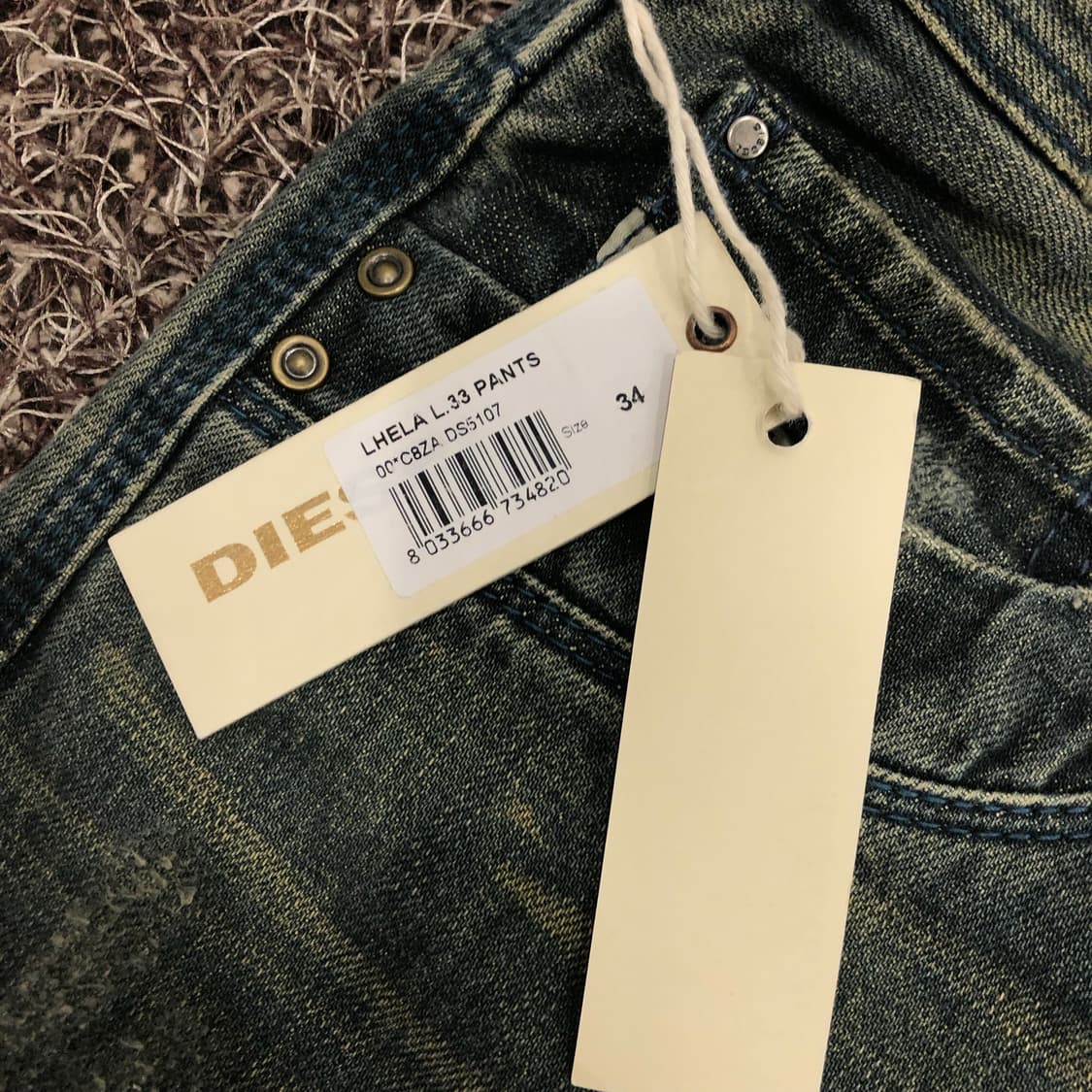 데드스탁 디젤 TIMMEN 워시드 카우레더 포켓 워싱 데님 팬츠 상품이미지7