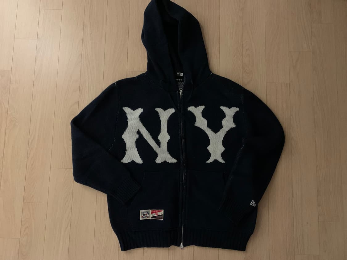 (M)뉴에라 니트 후드집업 네이비 상품이미지1