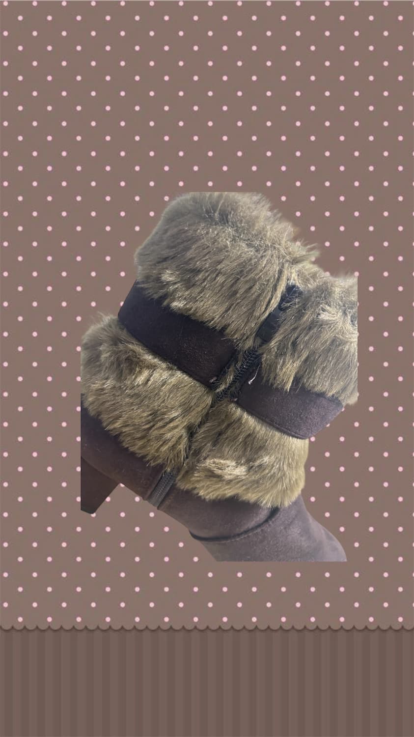 라떼갸루 모카 브라운 퍼 리본 앵클부츠 초코갸루 상품이미지2