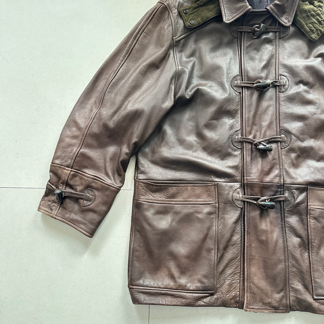 90s 프랑스생산 맥더글라스 빈티지 가죽 더플자켓 후 상품이미지2