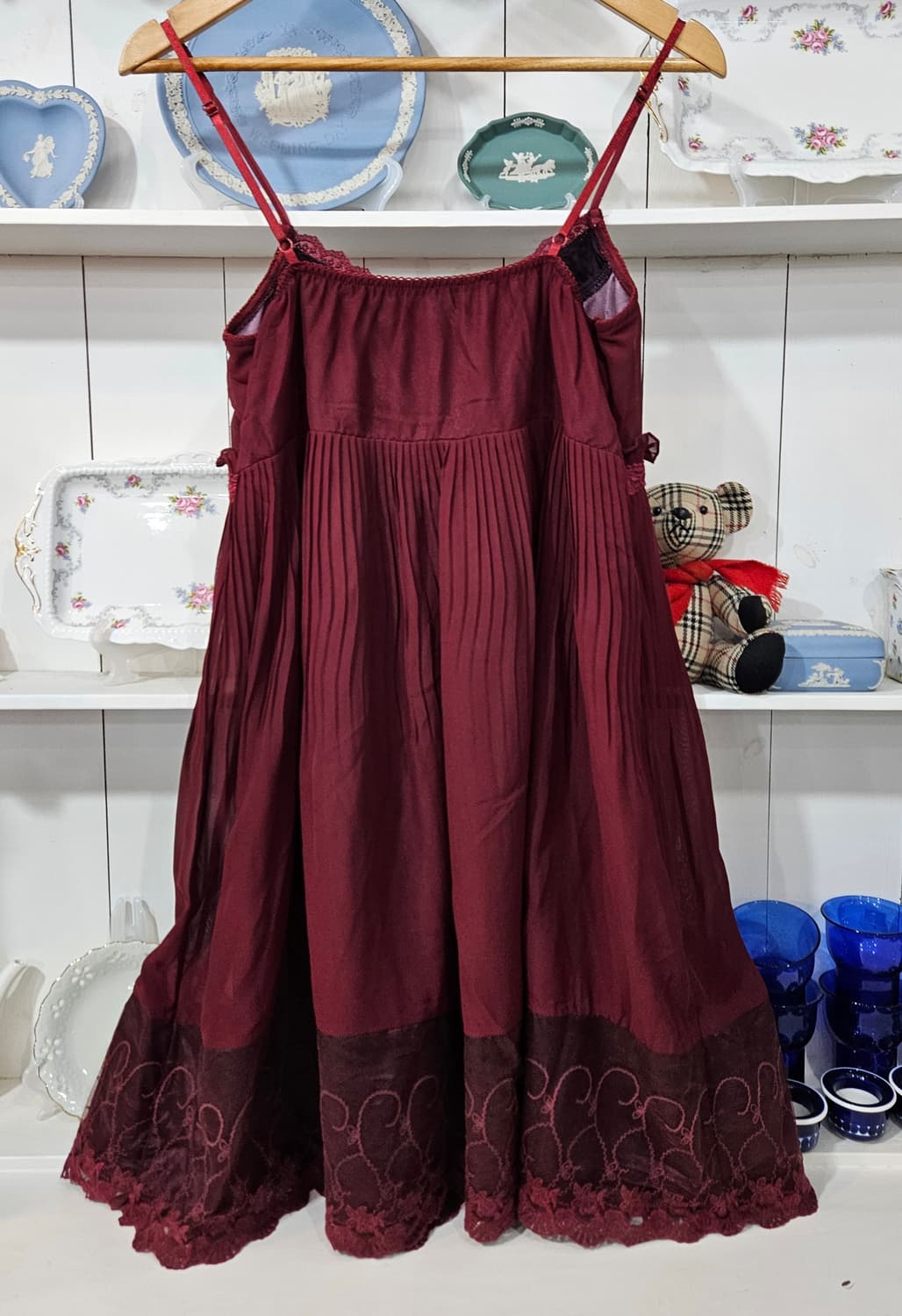 (axes femme) 버건디 레이스 쉬폰 슬리브리스 원피스 상품이미지4