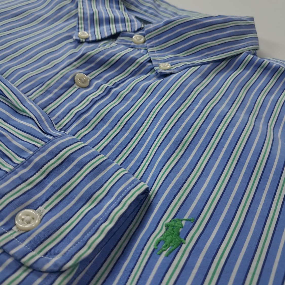 CK851 XL 폴로 블루그린 멀티 스트라이프 셔츠 남방 상품이미지4