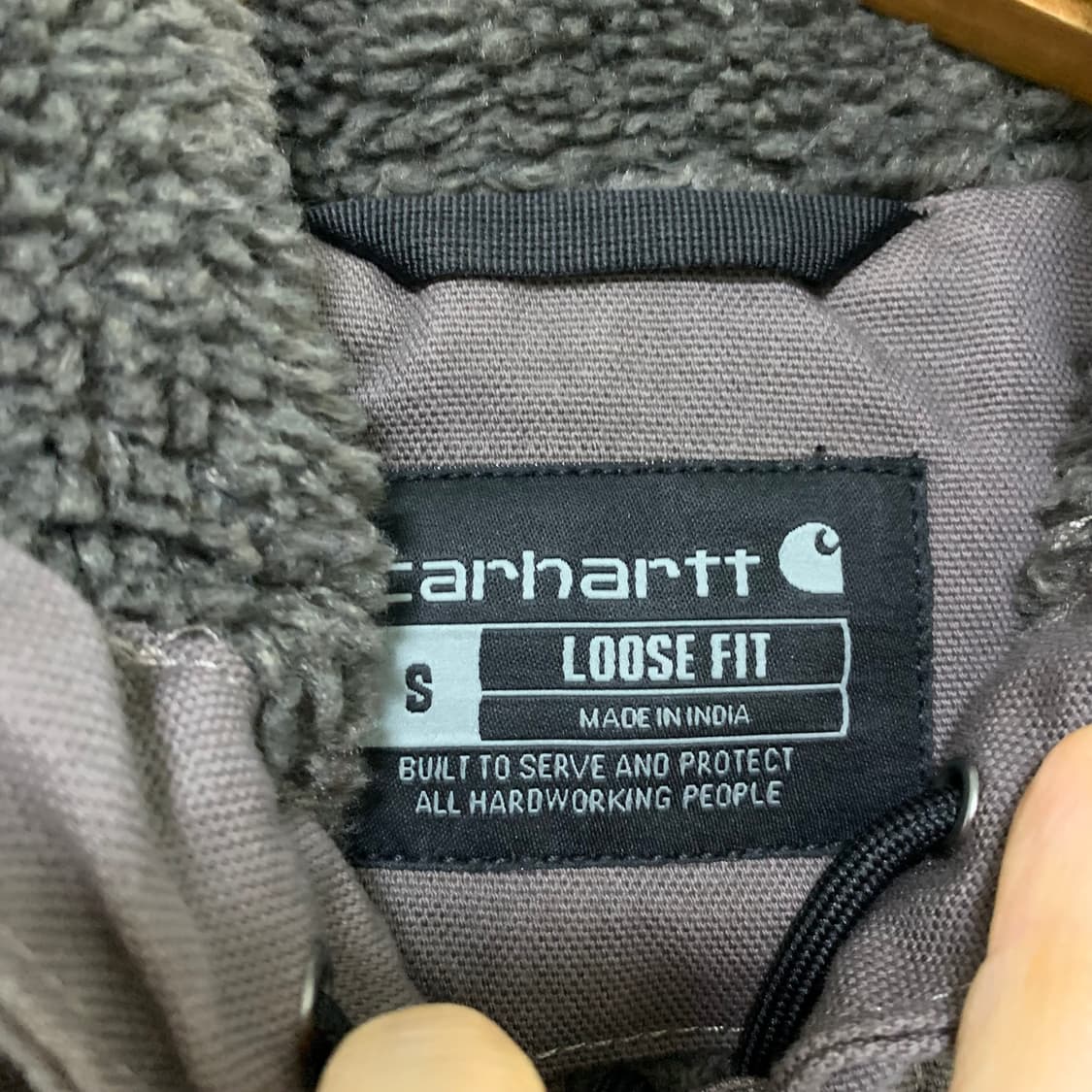 칼하트 빈티지 양털 후드 자켓 퍼플 차콜 S 루즈핏 남녀공용 상품이미지9