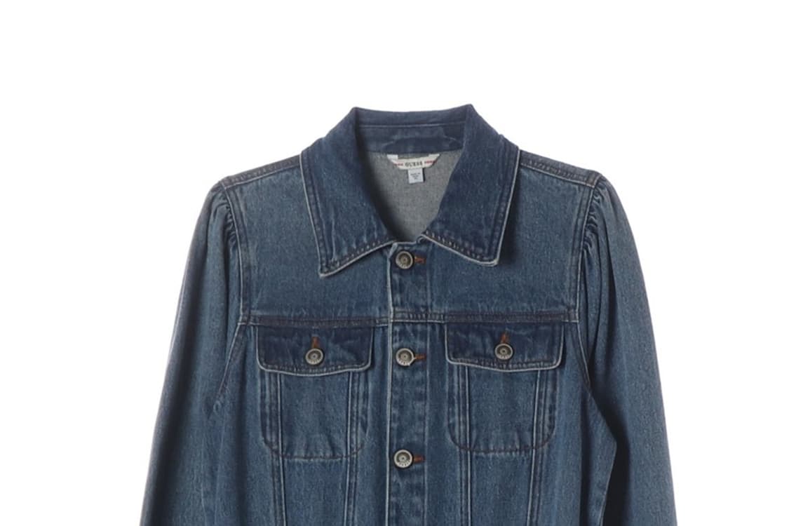 GUESS 다크블루 퍼프 숄더 데님 점프수트 XS 상품이미지3