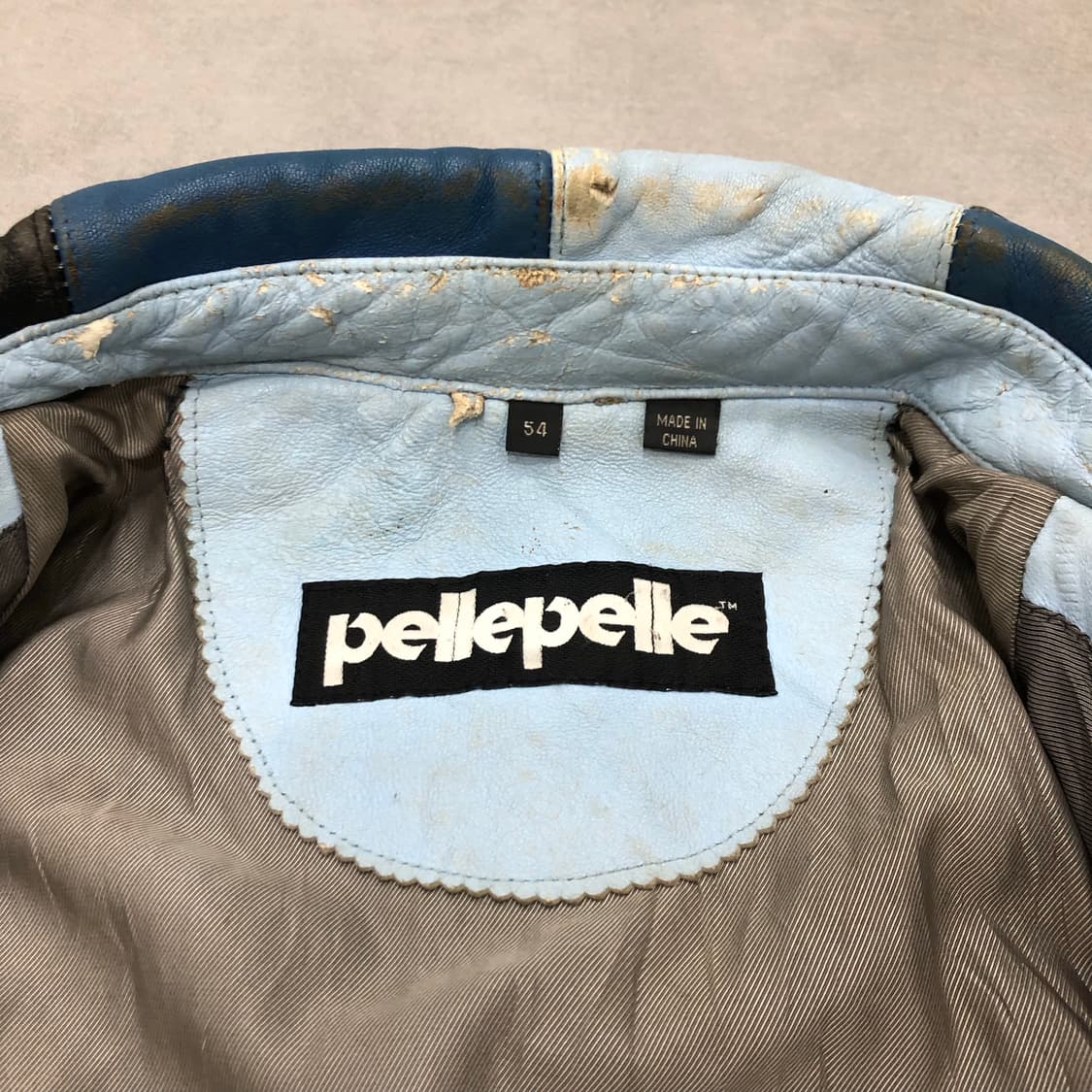 펠레펠레 pellepelle 빈티지 패치워크 가죽 레더 자켓 5XL 상품이미지3