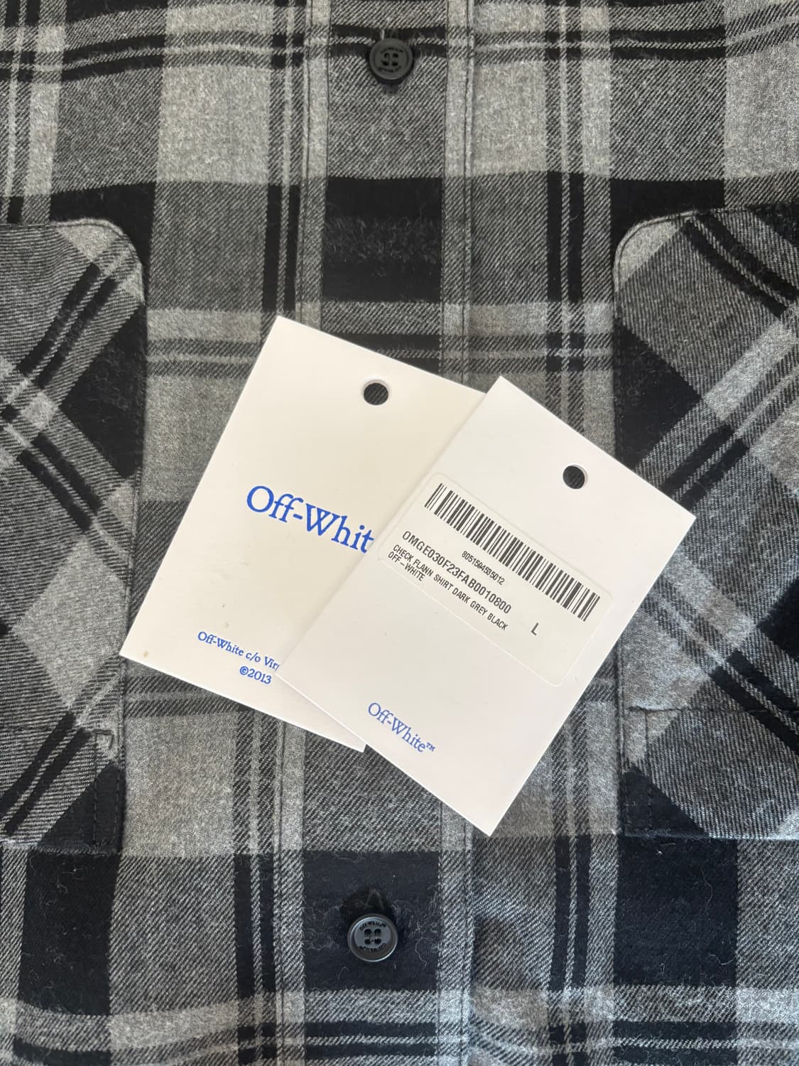 [L] 오프화이트 체크 로고 셔츠 상품이미지6