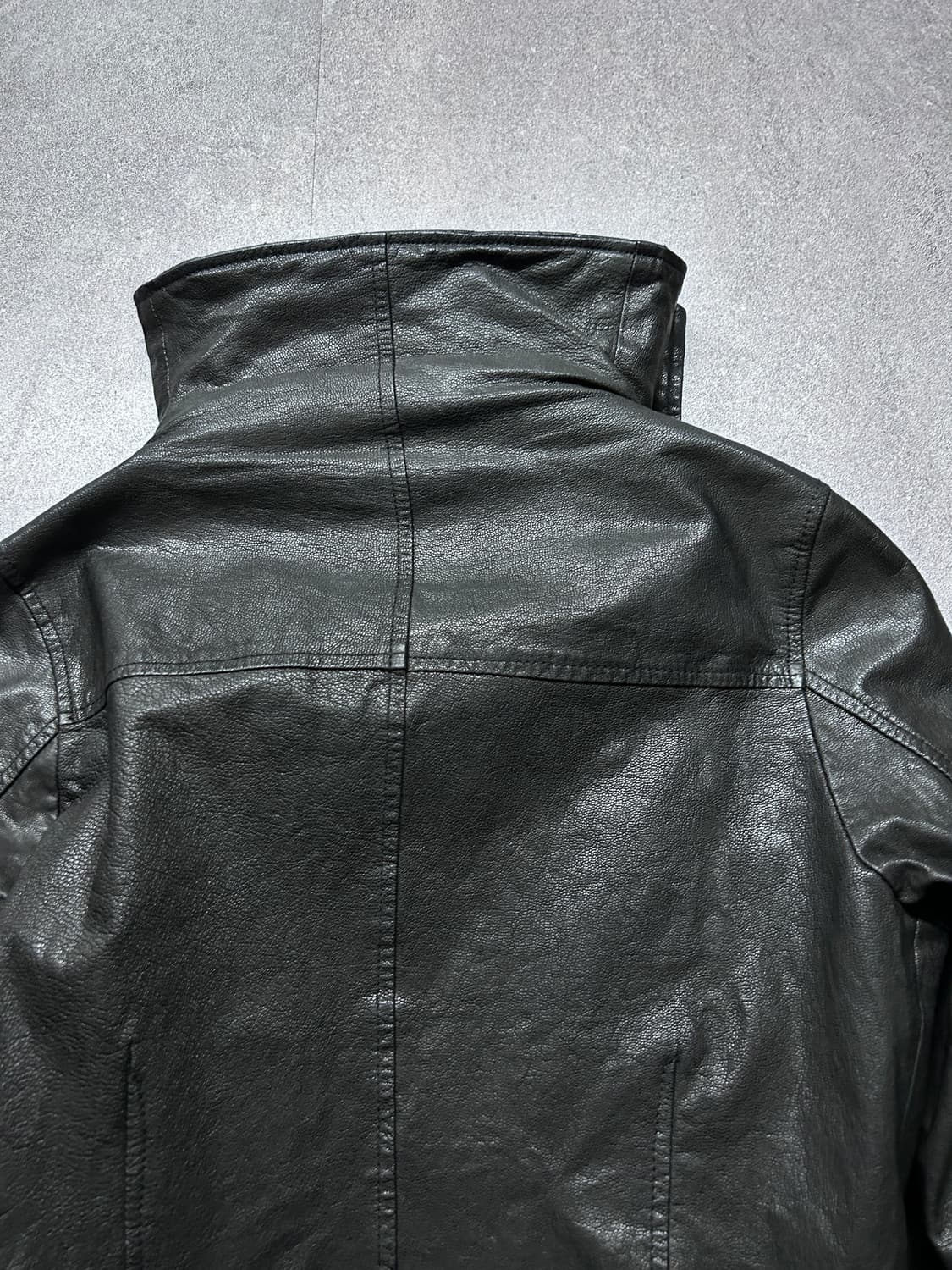 206 비대칭 사선 하이넥 램스킨 자켓 상품이미지7