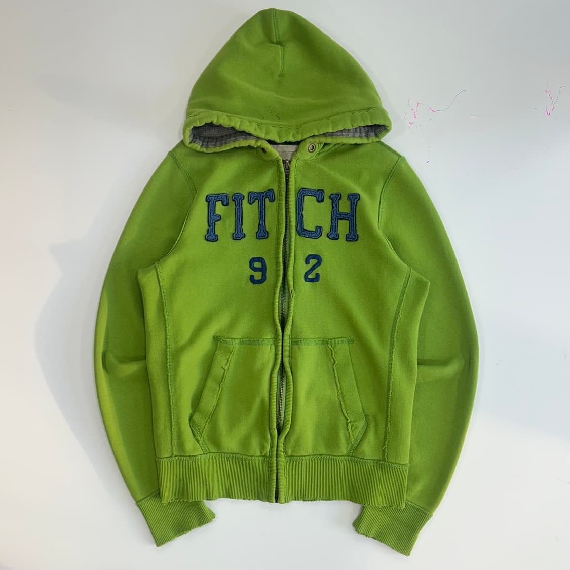 Abercrombie 아베크롬비 네이비 로고 그린 후드집업 상품이미지3