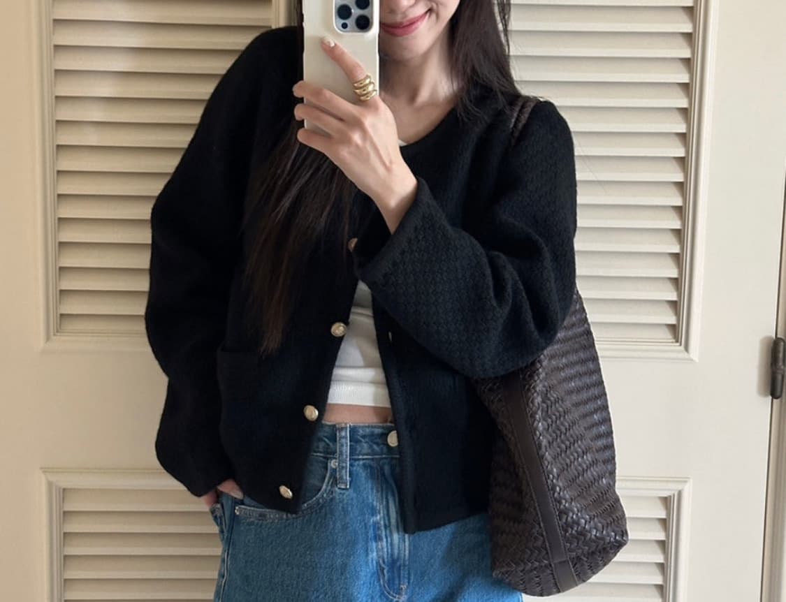 아카이브제이투유 다이애나 가디건 오버핏 블랙 상품이미지1