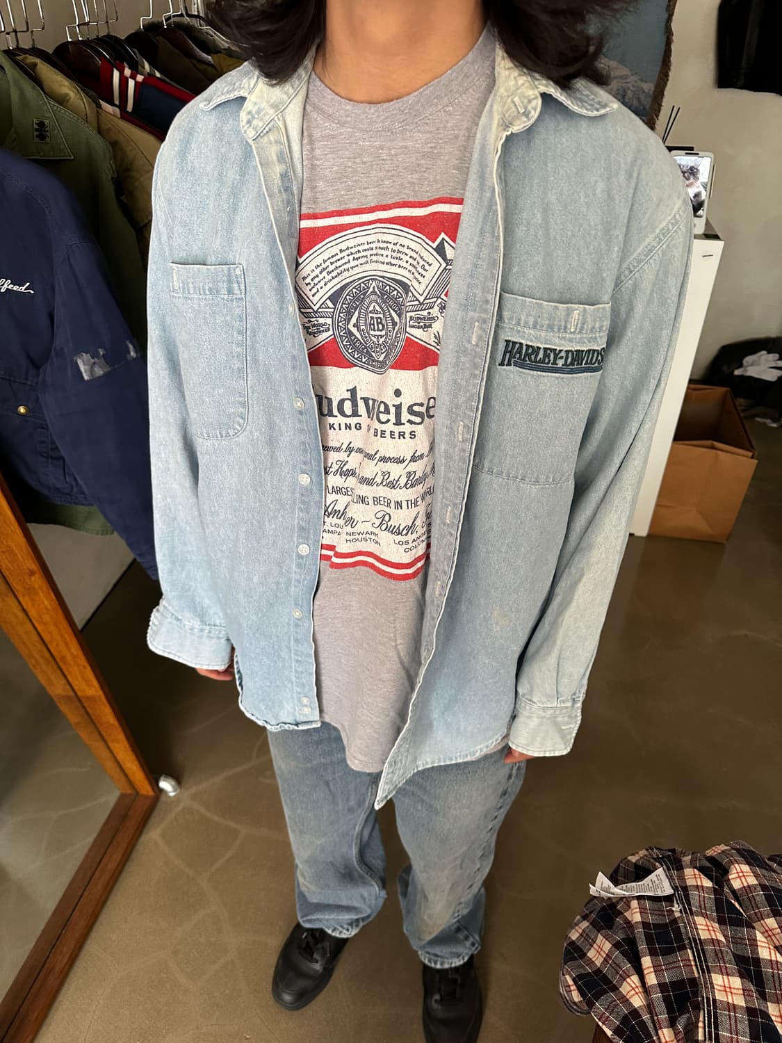 90s~00s Harley-Davidson Denim Shirt 상품이미지1