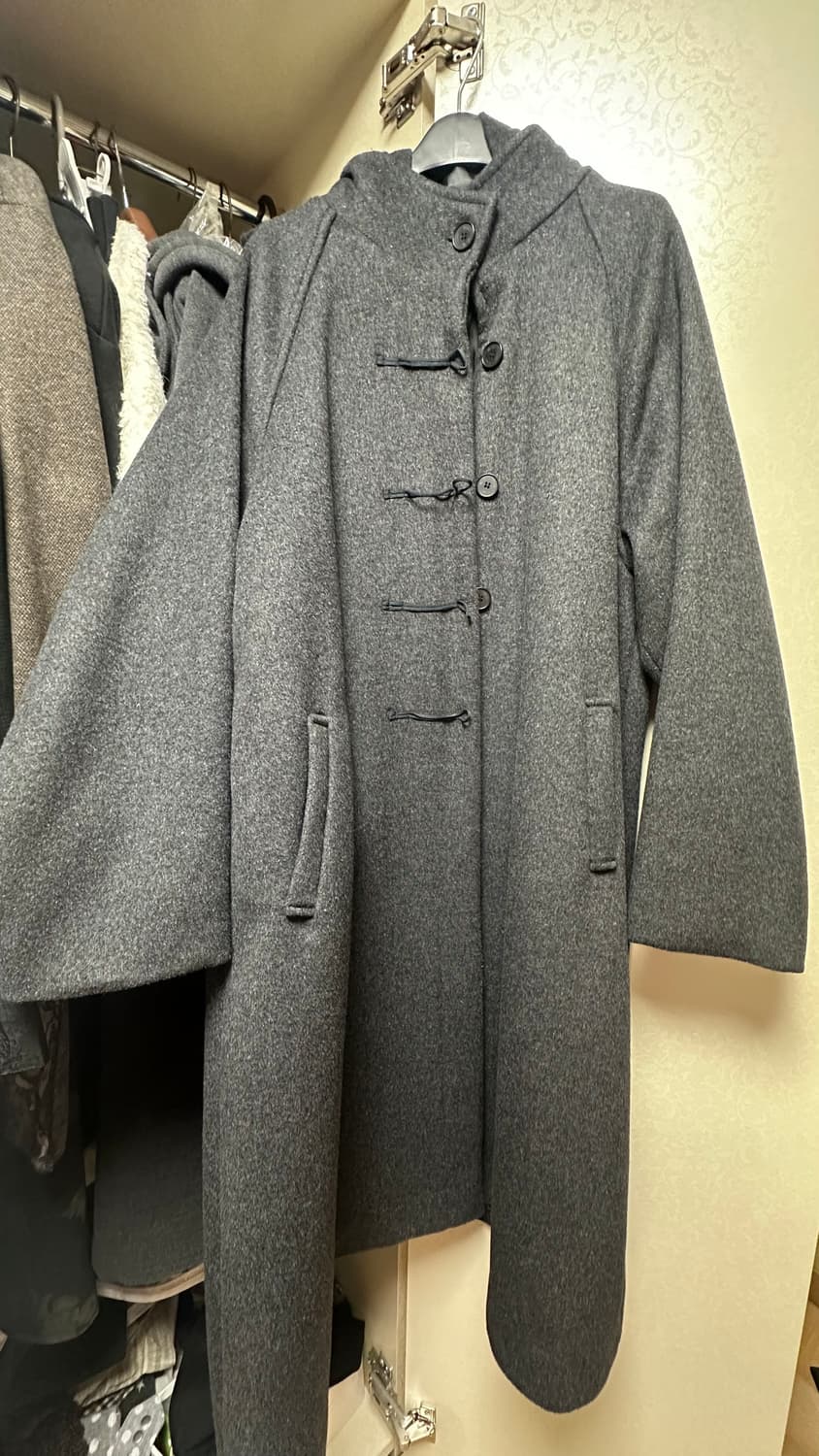 미세키서울 후드 롱 더플 코트 차콜 상품이미지2