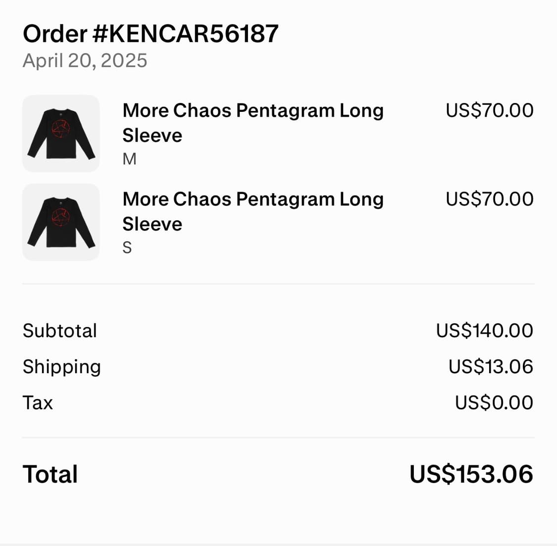 [M] 켄카슨 Ken Carson pentagram 펜타그램 롱슬리브 상품이미지1