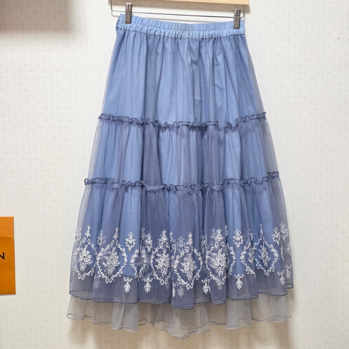 엑시즈팜)히메갸루 로리타양산형블루 캉캉 샤 레이스 시스루 로맨틱 롱스커트 상품이미지4