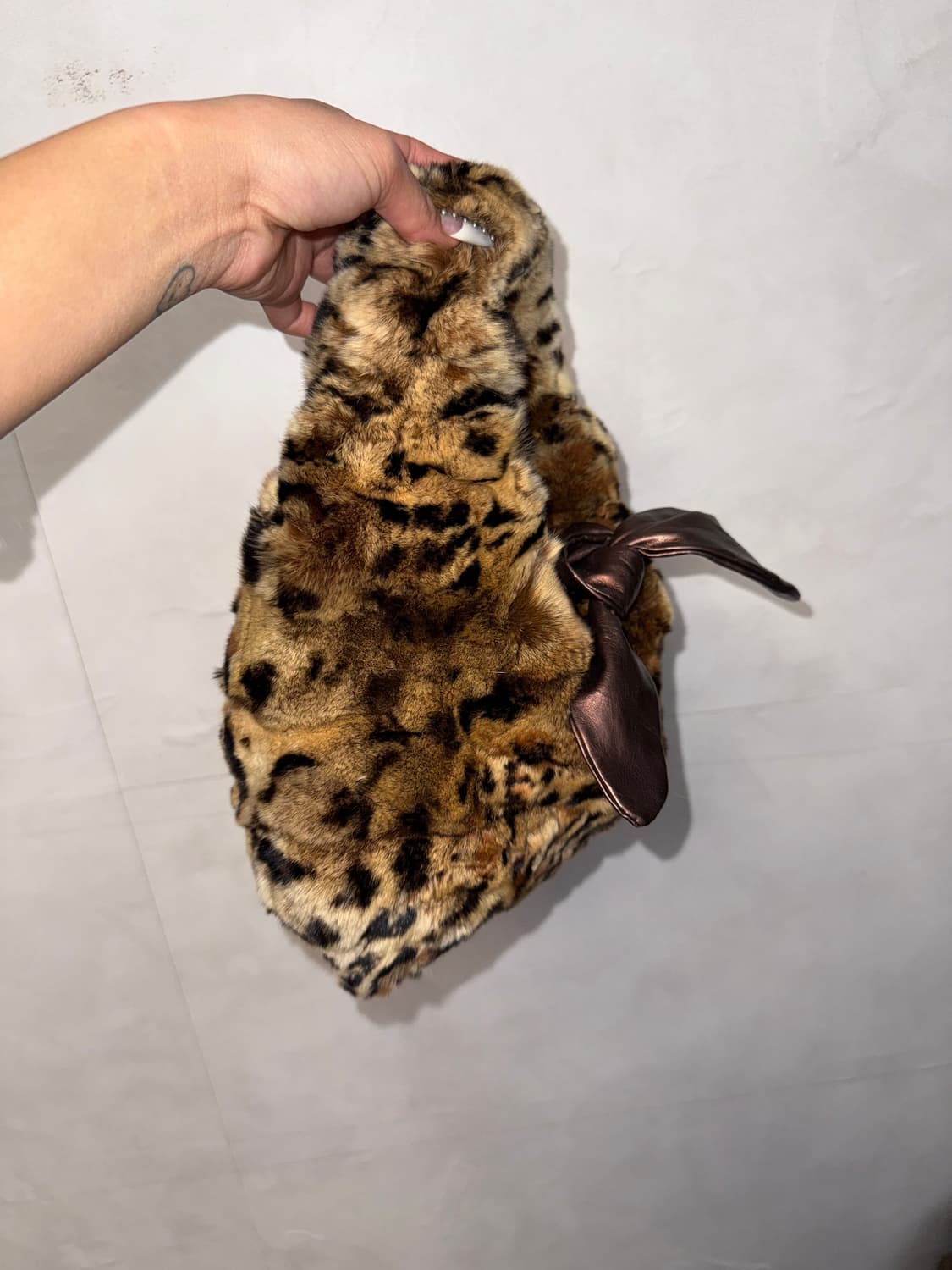 Brown leopard fur ribbon bag 상품이미지3