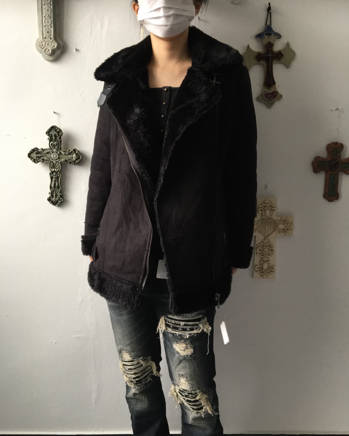 Fake fur layered belted mustang 상품이미지9
