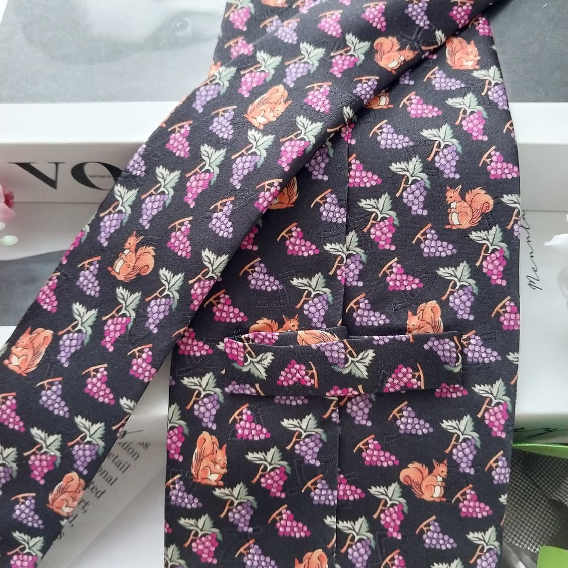 레오나드 실크 포도 다람쥐 모티브 넥타이 9.5cm A+등급 K2092 상품이미지7