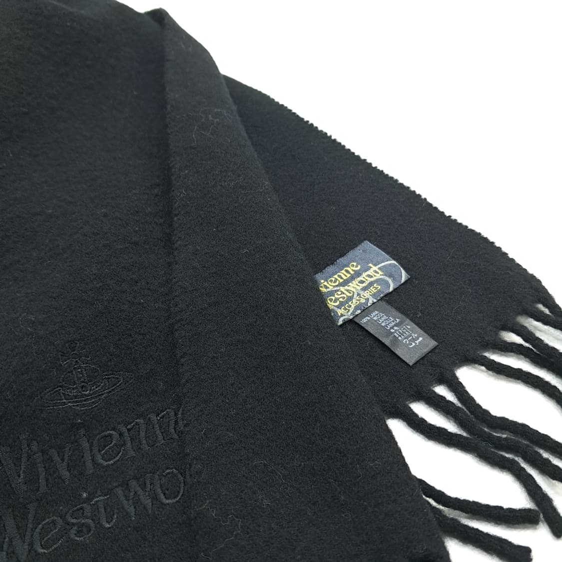 MX131 비비안 웨스트우드 블랙 울 목도리 머플러 상품이미지4