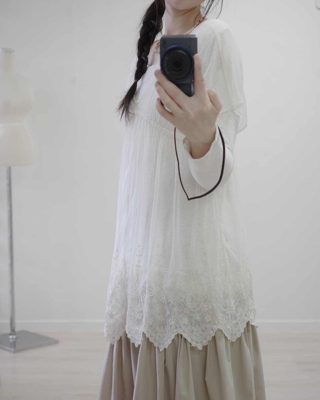 Layered chiffon lace blouse 상품이미지3