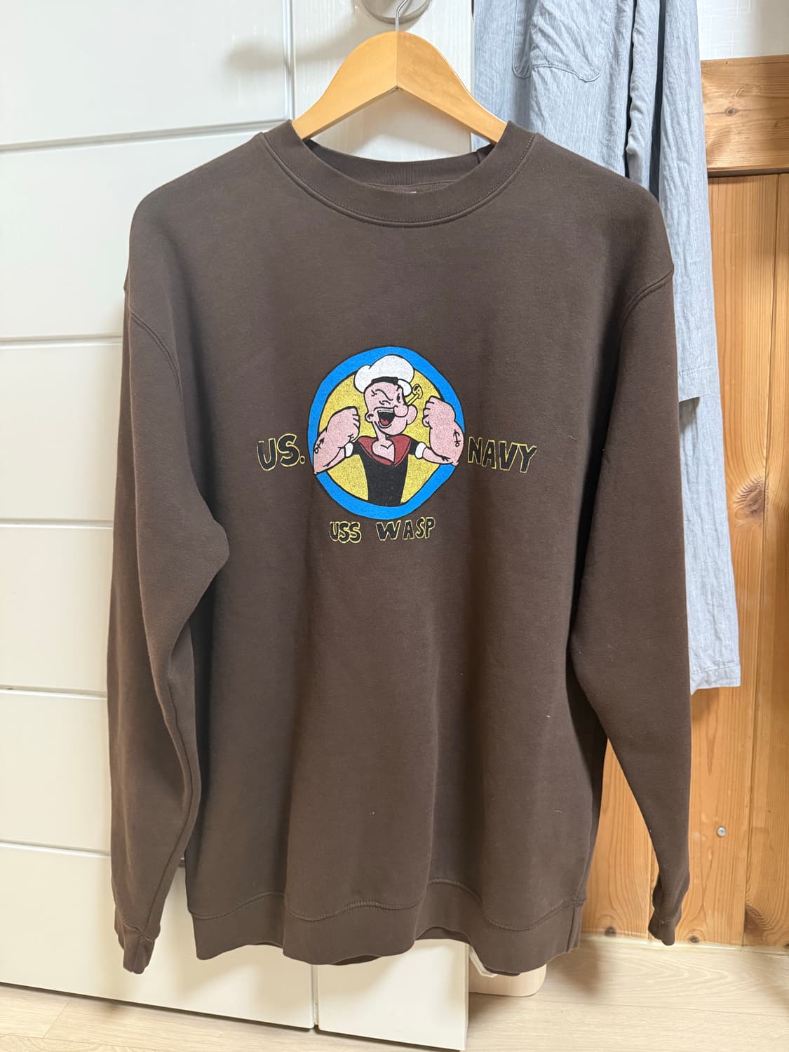 외일드동키 뽀빠이 usnavy 맨투맨 L 브라운 상품이미지1