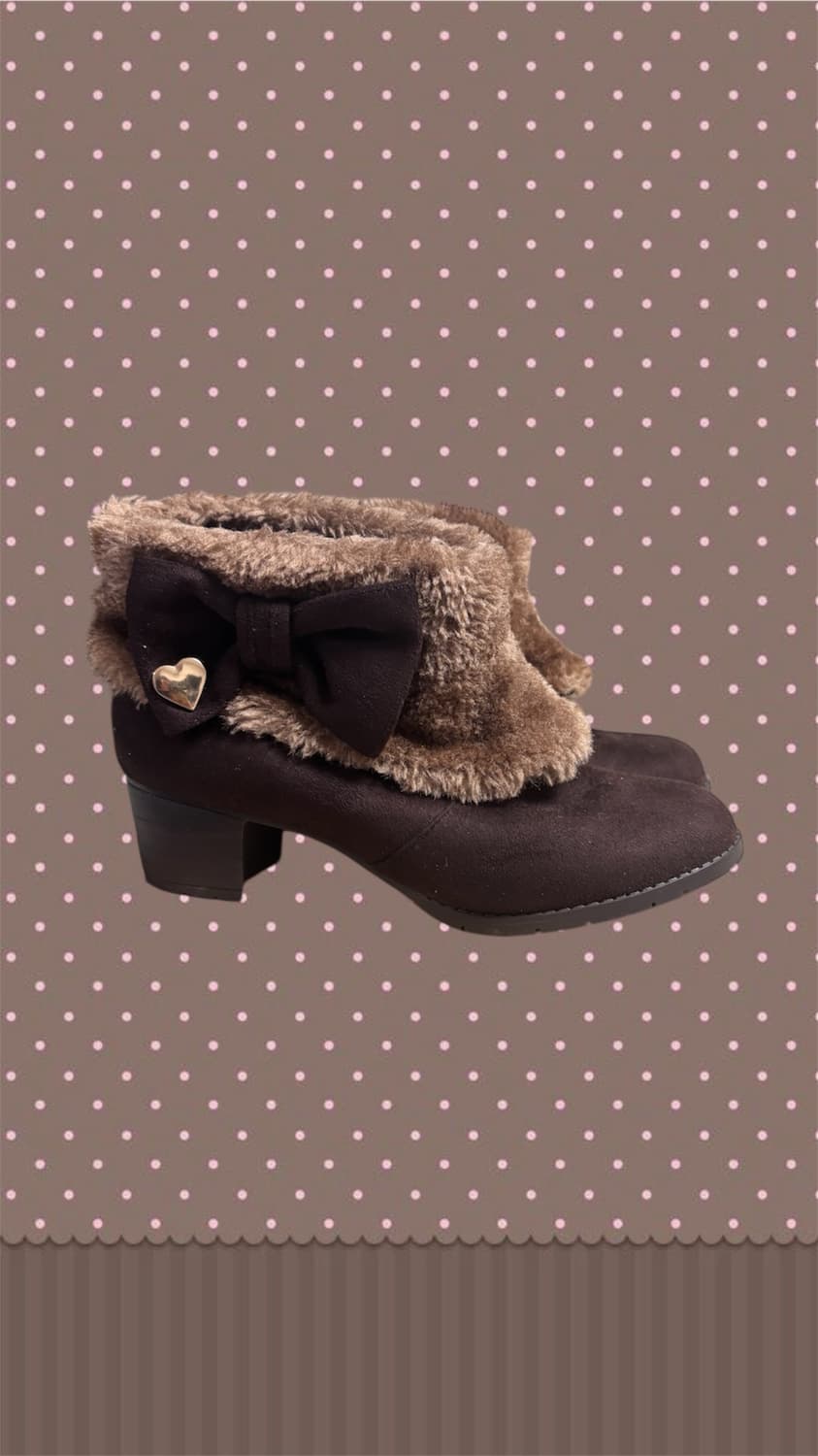 라떼갸루 리본 퍼 앵클 부츠 브라운 초코갸루 상품이미지1