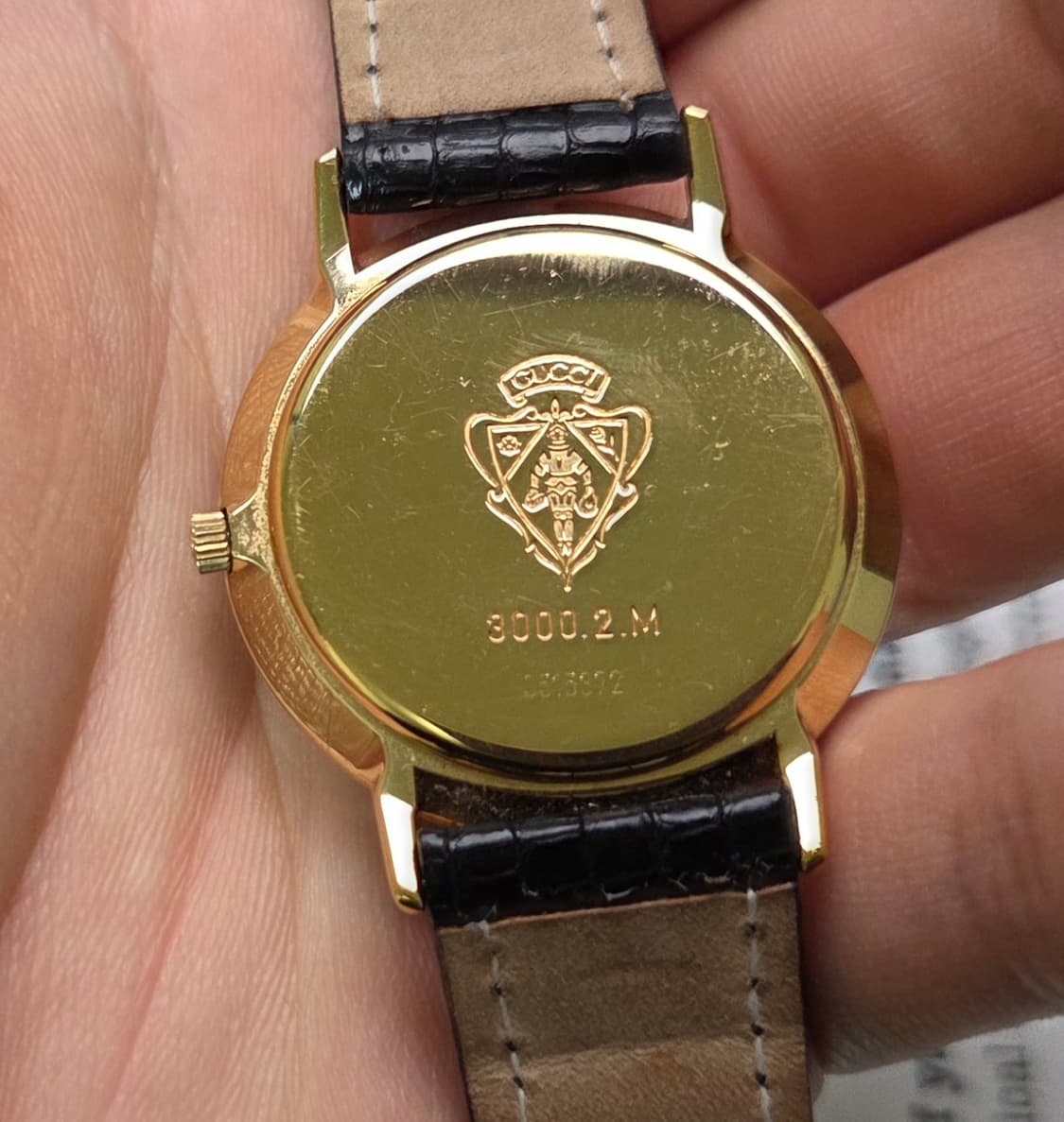 빈티지 구찌 클래식 3000.2.M 오닉스블랙 칼침핸즈 로만베젤 
 상품이미지6