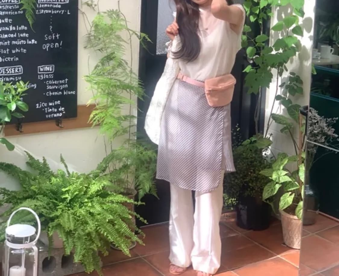 오버듀플레어 스트라이프 랩스커트 (택O) 상품이미지4