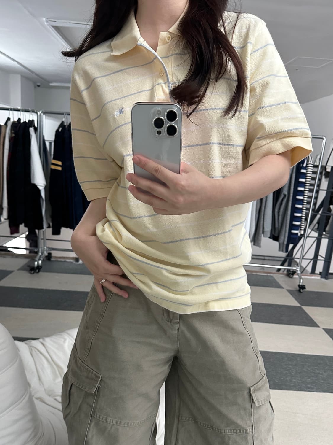 버버리 기마로고 스트라이프 카라티  상품이미지1