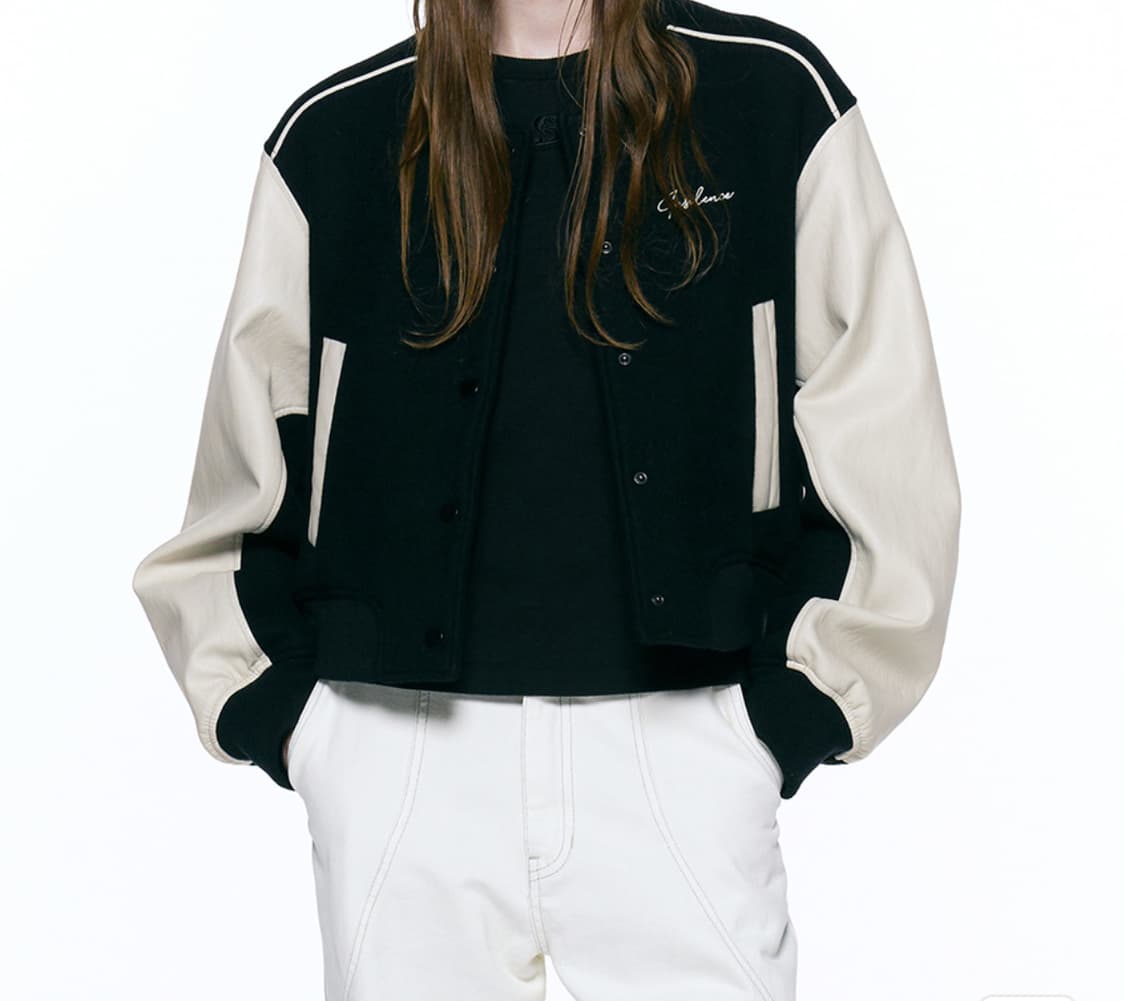 컴비네이션 울 바시티 점퍼 BLACK 상품이미지1