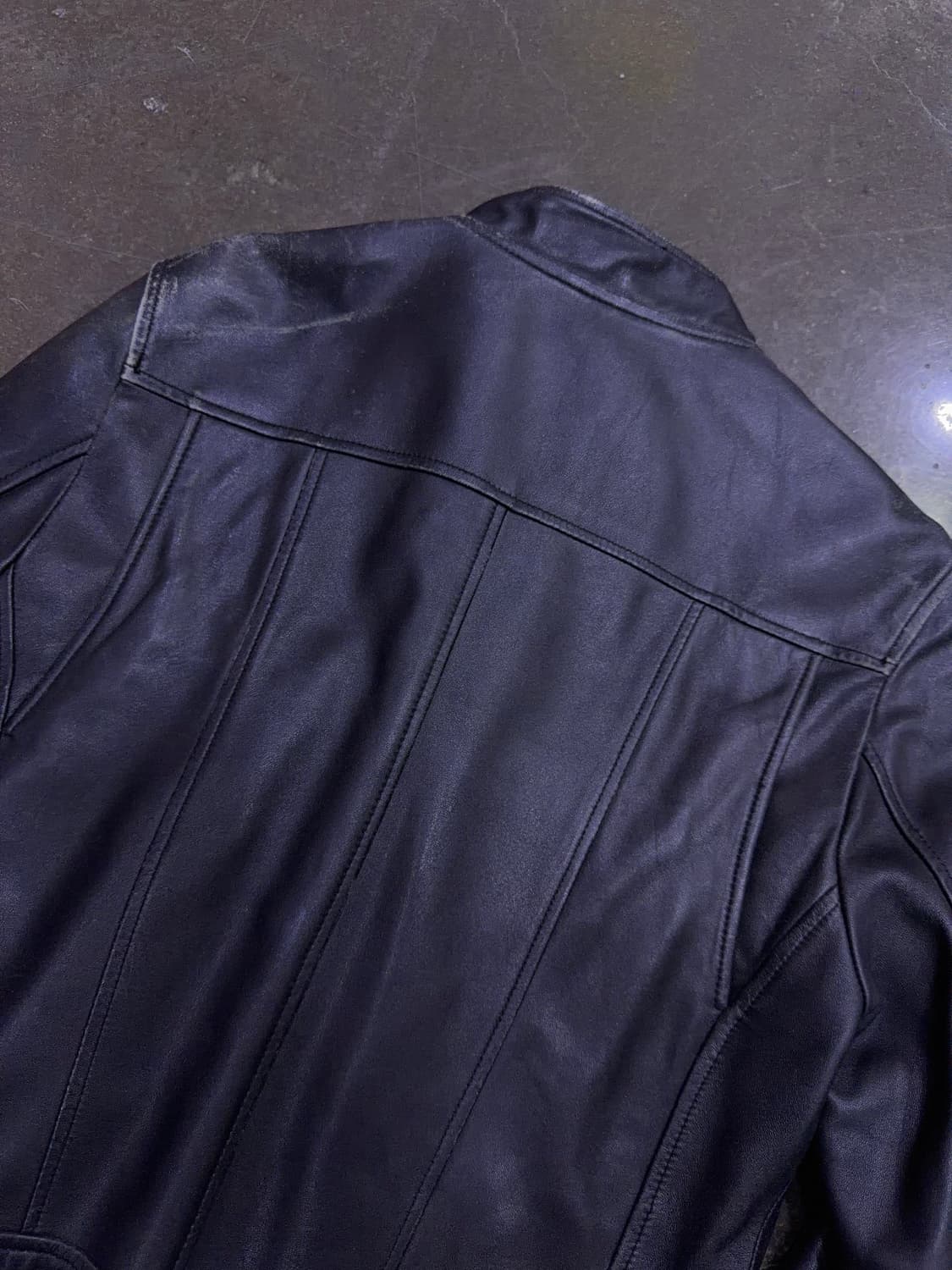 L 옴므 빈티지 양가죽 레더 싱글 라이더자켓 블랙 M 상품이미지7
