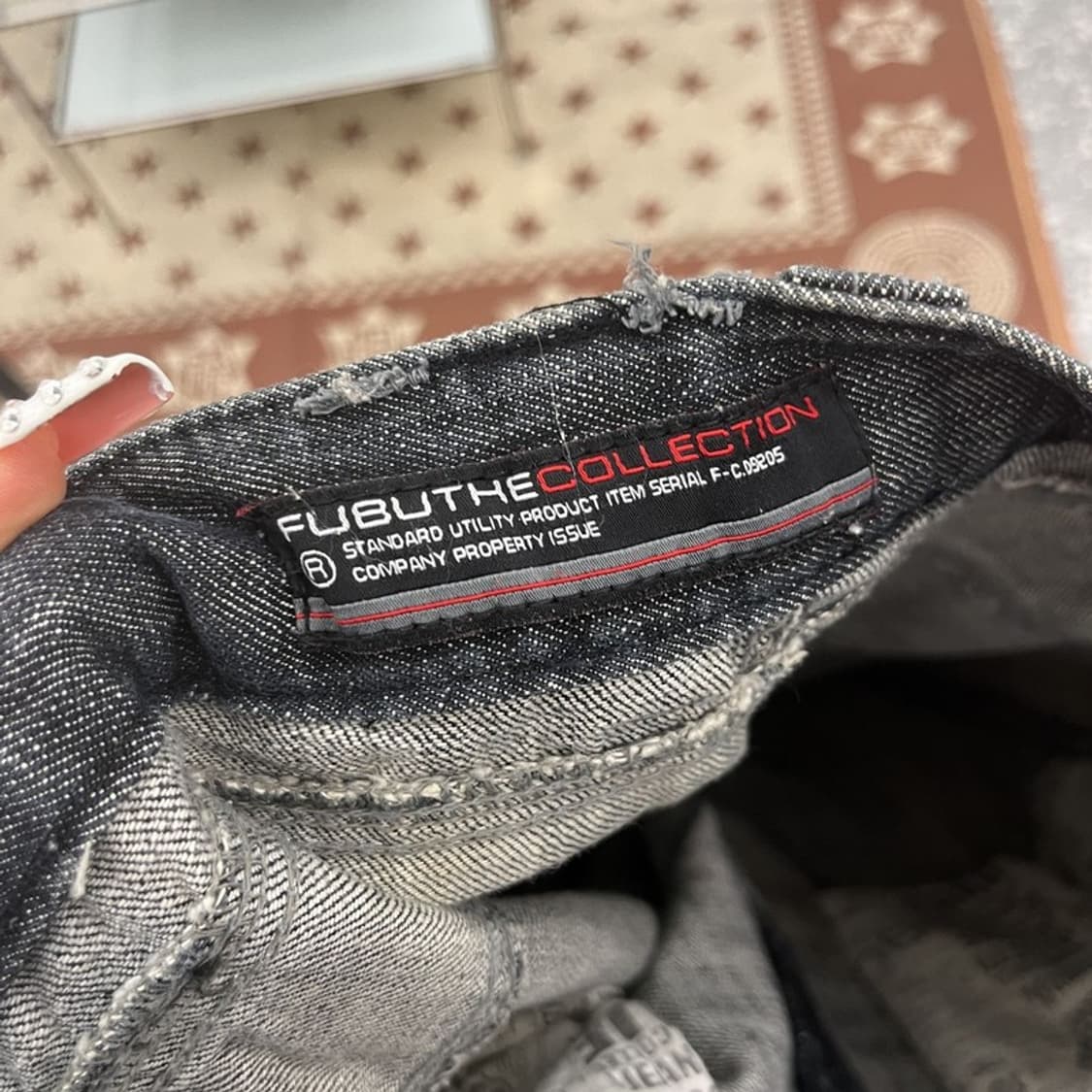 푸부 올드스쿨 보헤미안 에스닉 패턴 데님팬츠 35인치 C10164 상품이미지6