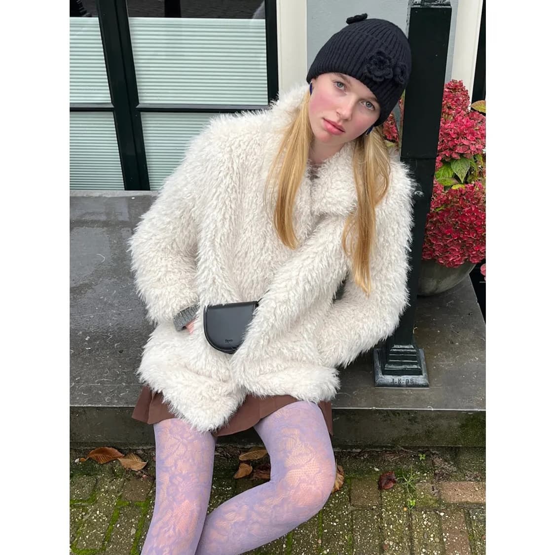 시눈 Flower beanie (Black) 상품이미지2