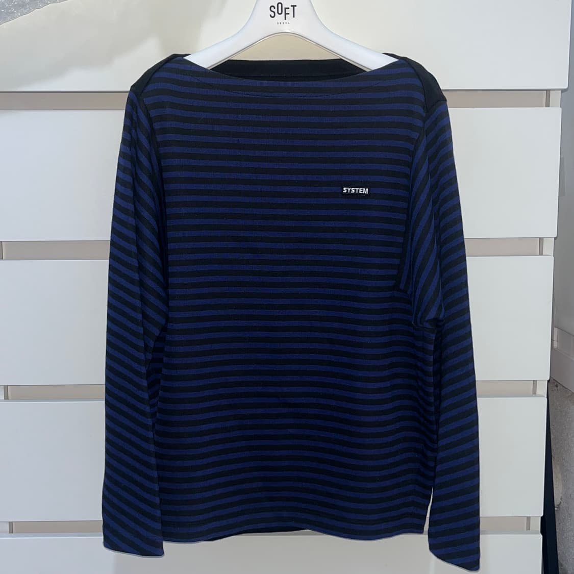 한섬 시스템 스트라이프 보트넥 니트 탑 상품이미지5