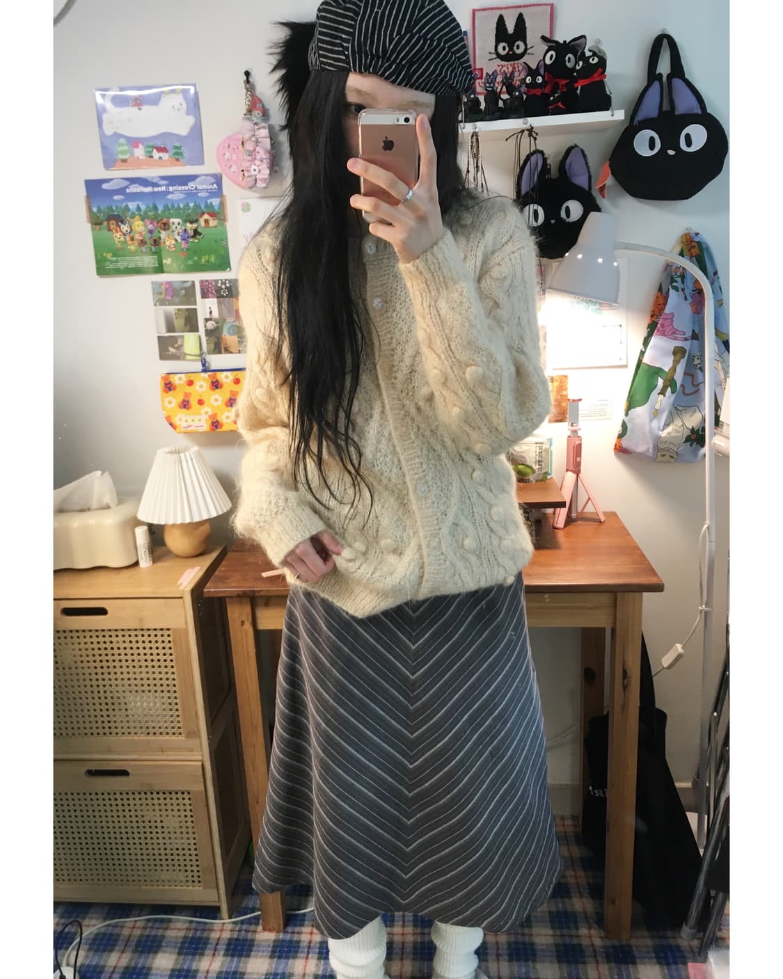 vintage chevron stripe skirt cocoa 상품이미지3