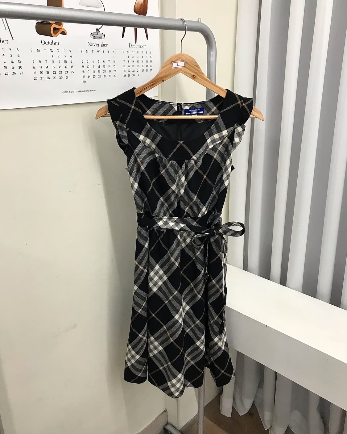 버버리 블랙 체크 벨티드 프릴 원피스 상품이미지1
