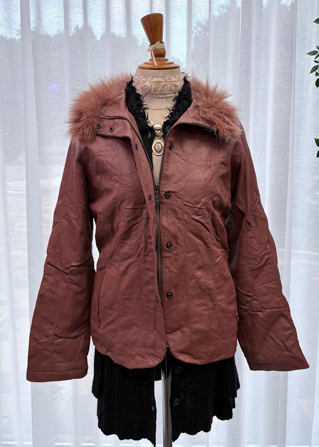 바이올렛 브라운 가죽자켓 상품이미지2