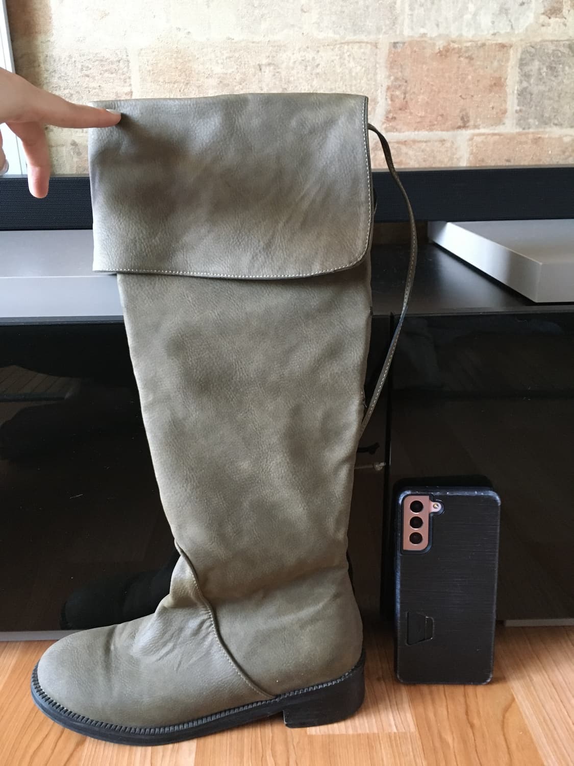 브라운 가죽 롱부츠 상품이미지1