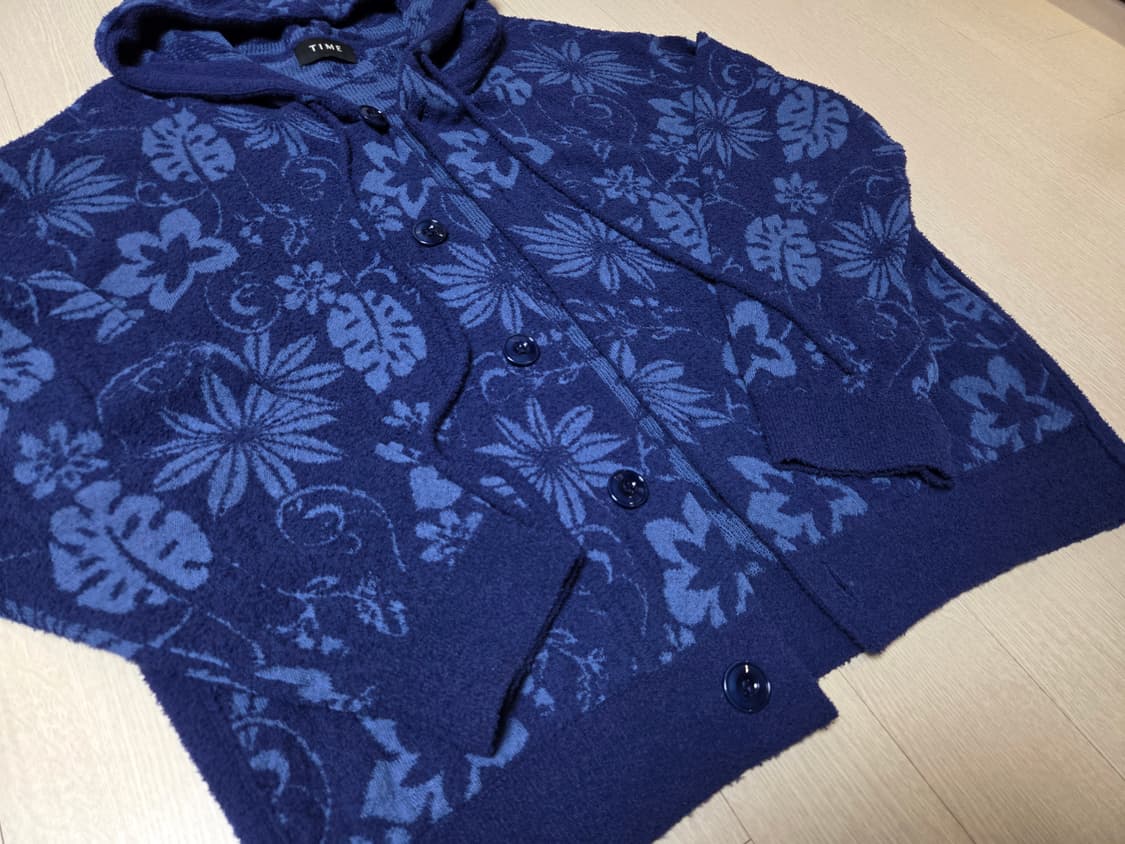 [정품] 타임옴므 플라워 디테일 테리 잉크 남성 후드 가디건 105  상품이미지4