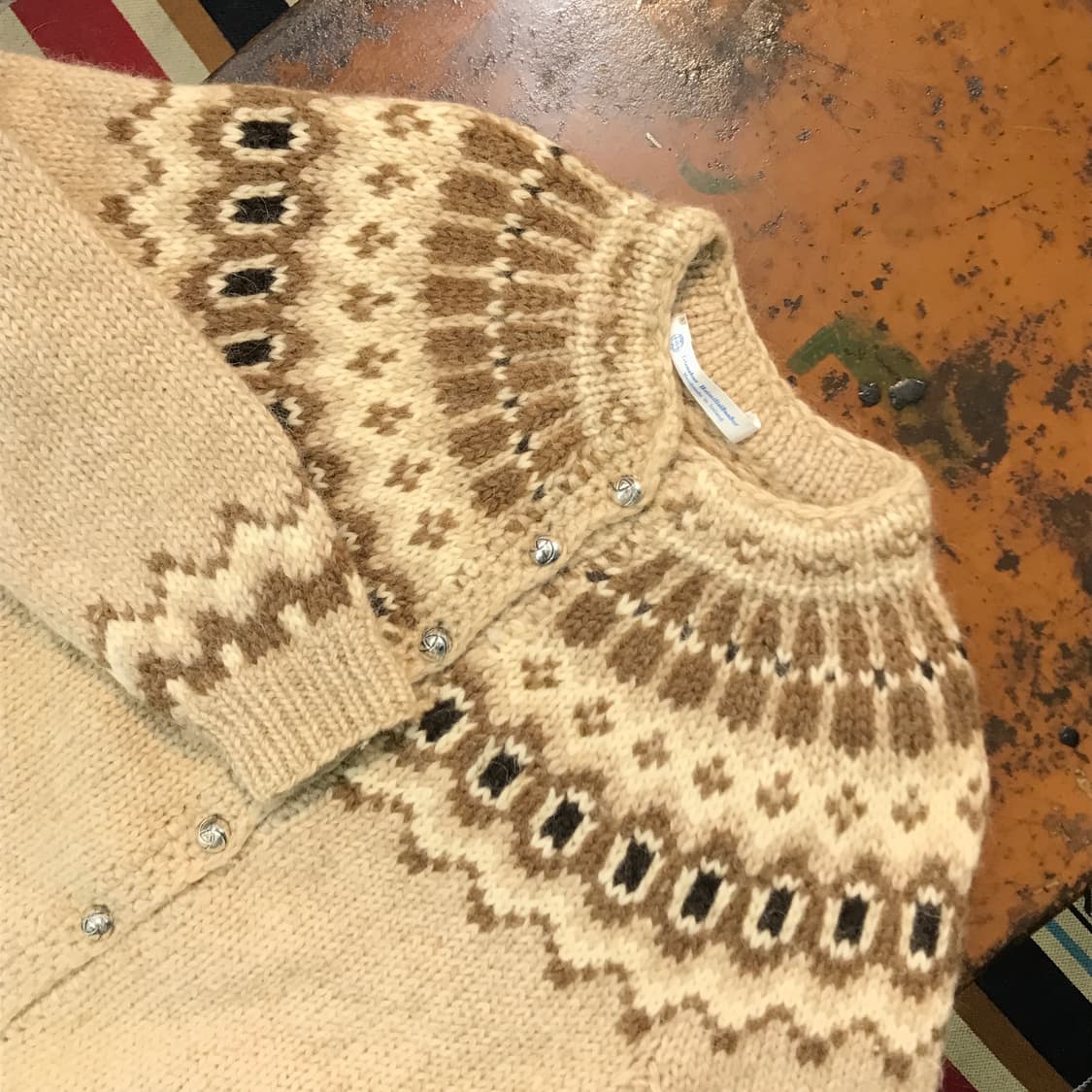 VTG 빈티지 노르딕 패턴 울 라운드넥 가디건 남성 105 여성 오버핏 상품이미지3