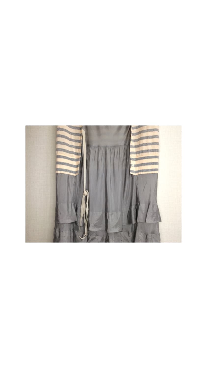 Sacai luck 사카이럭 핑크 베이지 스트라이프 그레이 쉬폰 원피스 상품이미지3