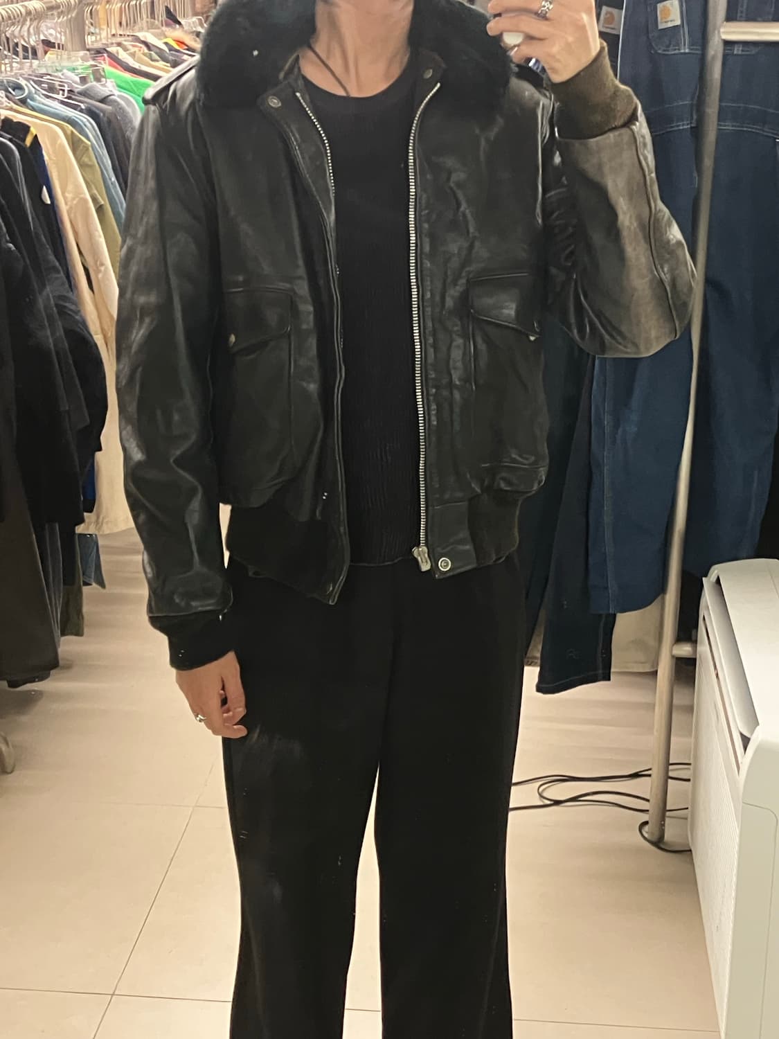 Schott 쇼트 g-1 블랙 항공 레더 무스탕자켓 40 상품이미지9