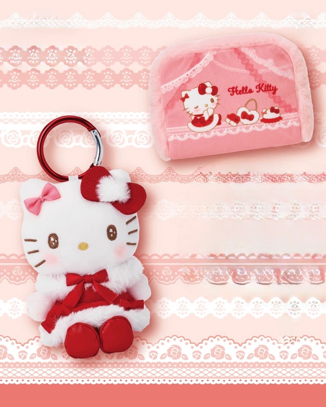 [2개일괄] 헬로키티 쿠지 마스코트 가방 파우치 키티 상품이미지1