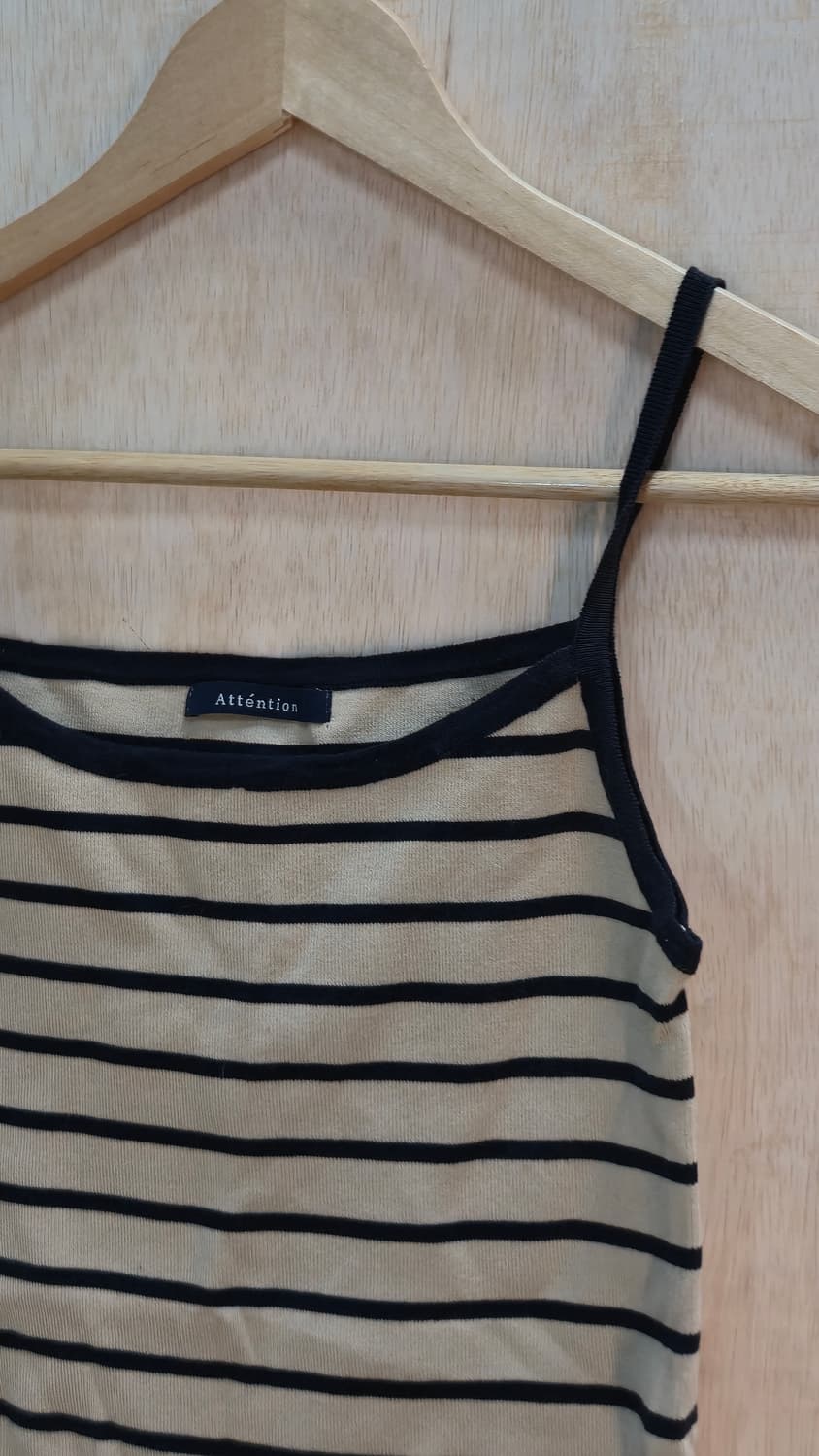 Attention 스트라이프 베이지 네이비 슬리브리스   상품이미지4