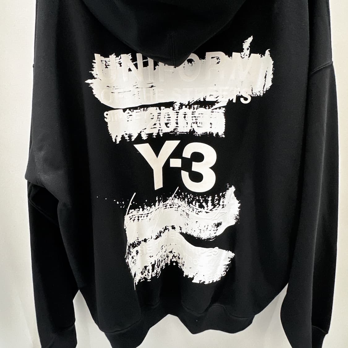 (정품/새상품) Y-3 남성 블랙 그래픽 백로고 후드 상품이미지3