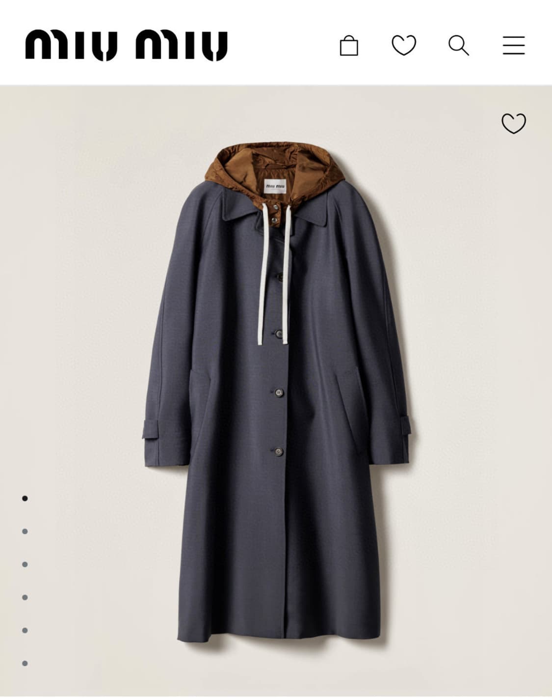 MIU MIU 25SS 신상 배색 후드 롱 코트 상품이미지1