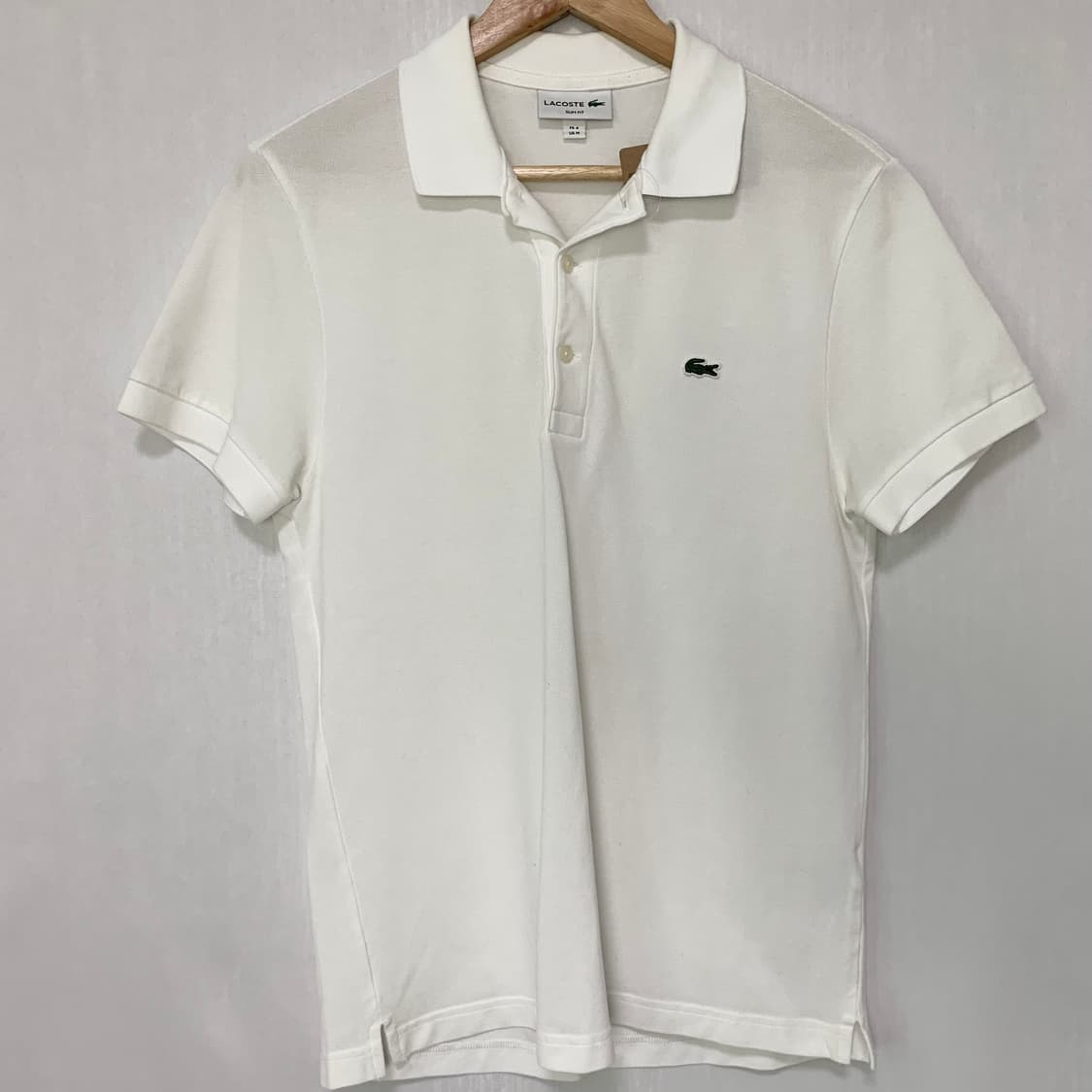 라코스테 슬림핏 화이트 폴로티 카라 티셔츠 M 남녀공용 상품이미지2